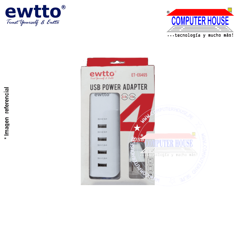 Extensión de corriente EWTTO con entradas USB 4 Puertos 3.4A