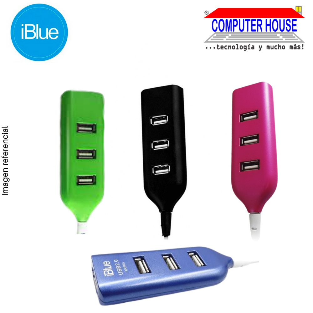 Hub USB IBLUE (52054-BK) 4 Puertos 2.0 Colores
