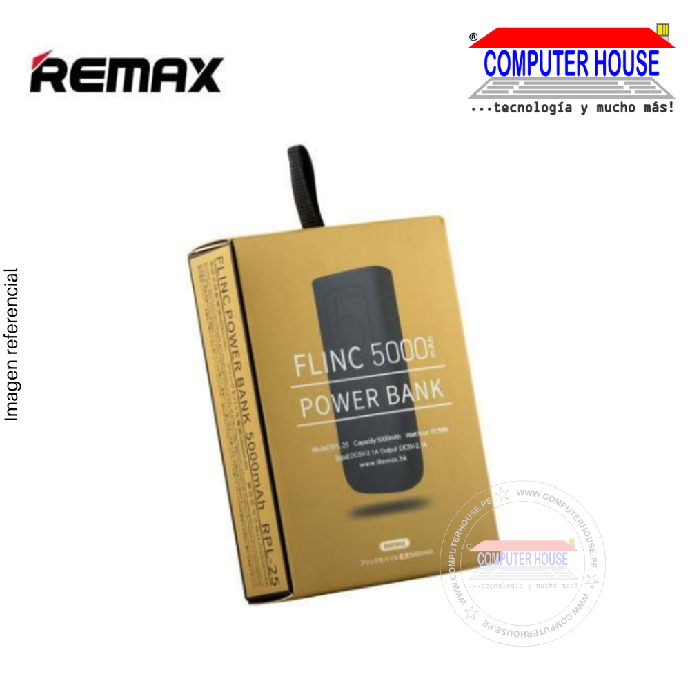 Power Bank REMAX RPL-25 5,000 mAh 18.5Wh conexión 1 USB 2.0 + 1 Micro-USB, batería portatil.