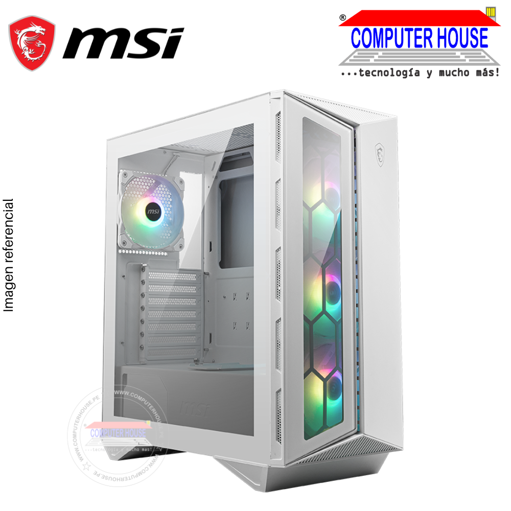 Case MSI MPG GUNGNIR 100R, White, SIN FUENTE, lateral trasparente, RGB. (MS7846PC)