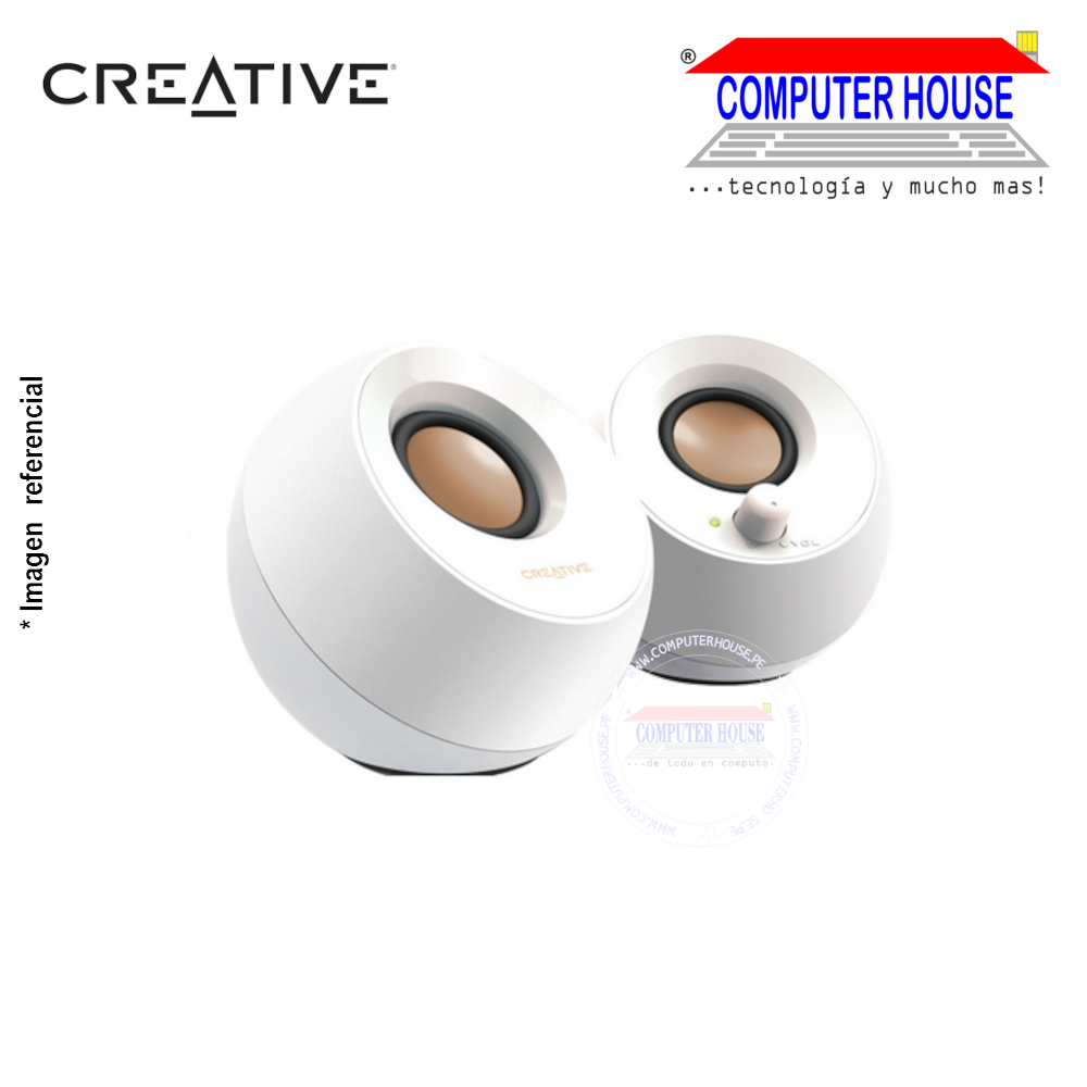 Parlantes CREATIVE Pebble 2.0 Altavoces 4.4W 2.0 3.5MM USB-Power White (51MF1680AA001)