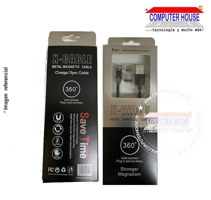 Smartphone Cable X-CABLE 3 in 1 Magnetic Metal Lightning/Type-C/V8