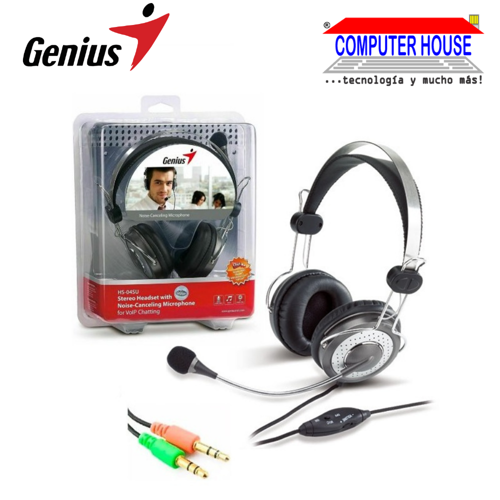 Audífono alámbrico GENIUS HS-04SU Noise Cancelling + micrófono incorporado (31710045100)