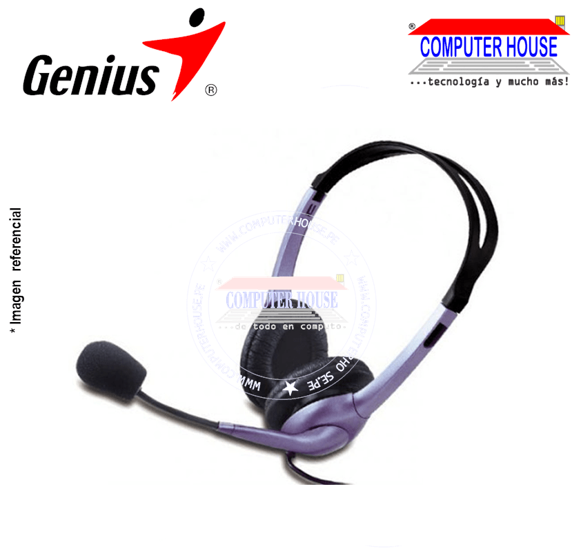 Audífono alámbrico GENIUS HS-04S Noise Cancelling Blue + micrófono incorporado conexión 2 plug audio y micrófono  (31710025100)