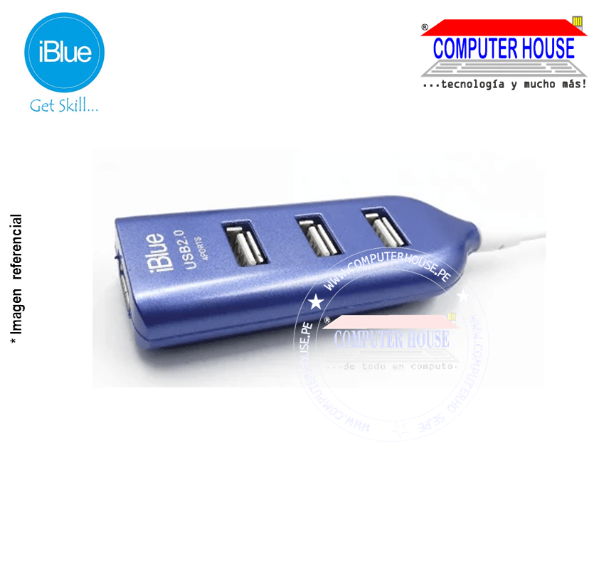 Hub USB IBLUE (52054-BK) 4 Puertos 2.0 Colores