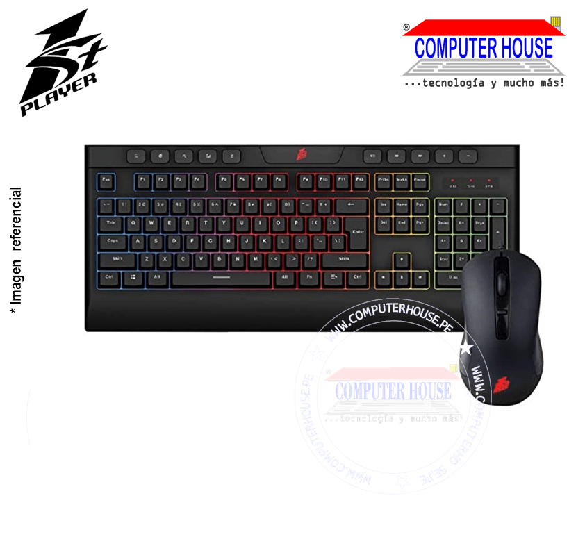 Kit Gamer 1ST PLAYER K8, teclado + mouse, Fire Dancing, RGB, USB.