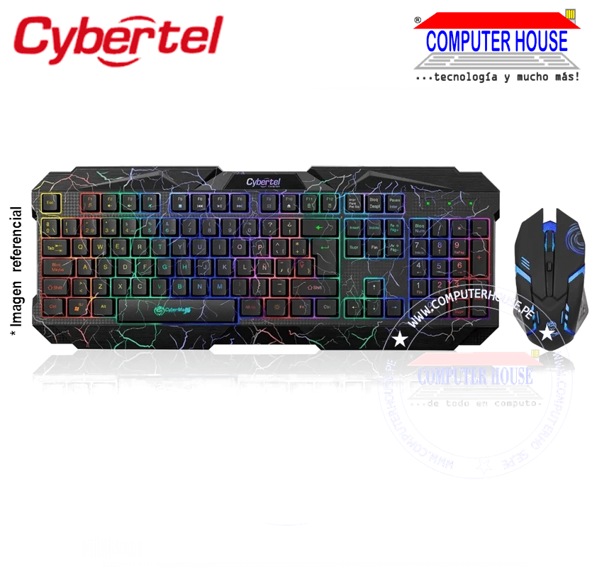 CYBERTEL Kit gamer CBX-T1801 Twister teclado mouse conexión USB.