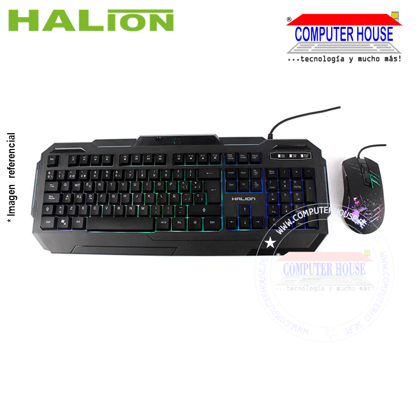 HALION Kit gamer Tornado HA-818C Teclado Mouse RGB conexión USB.