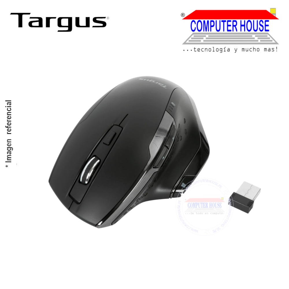 TARGUS Mouse inalámbrico B584 Ergonómico Antimicrobial Negro conexión USB.