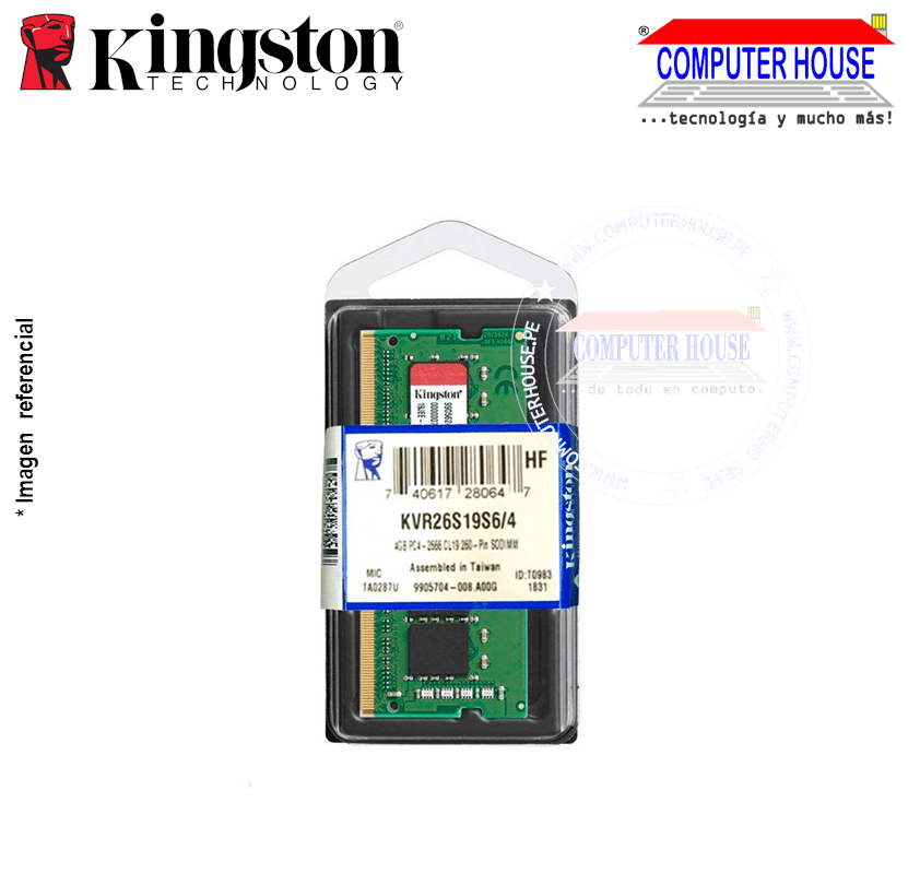 Memoria RAM DDR4 4GB KINGSTON SODIMM 2666Mhz