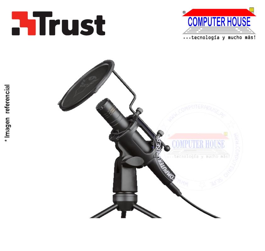Micrófono Streaming TRUST Velica GXT 241, con filtro de rejilla, Conexión USB-A.