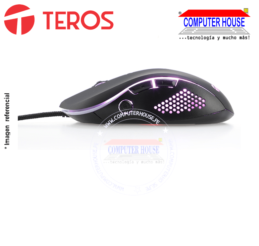 TEROS Mouse alámbrico Gamer TE-5164N conexión USB.