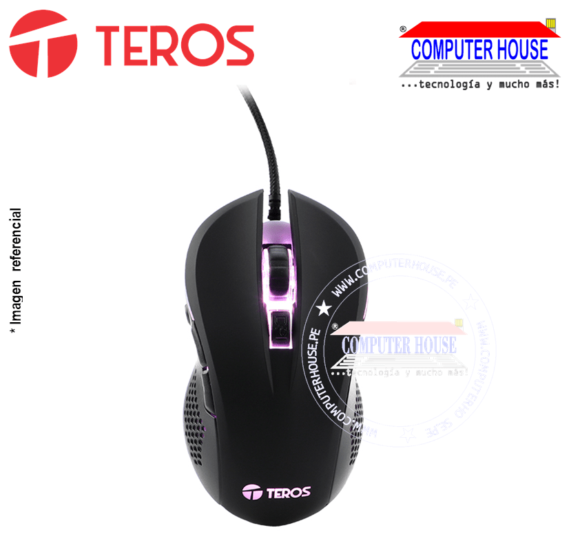 TEROS Mouse alámbrico Gamer TE-5164N conexión USB.