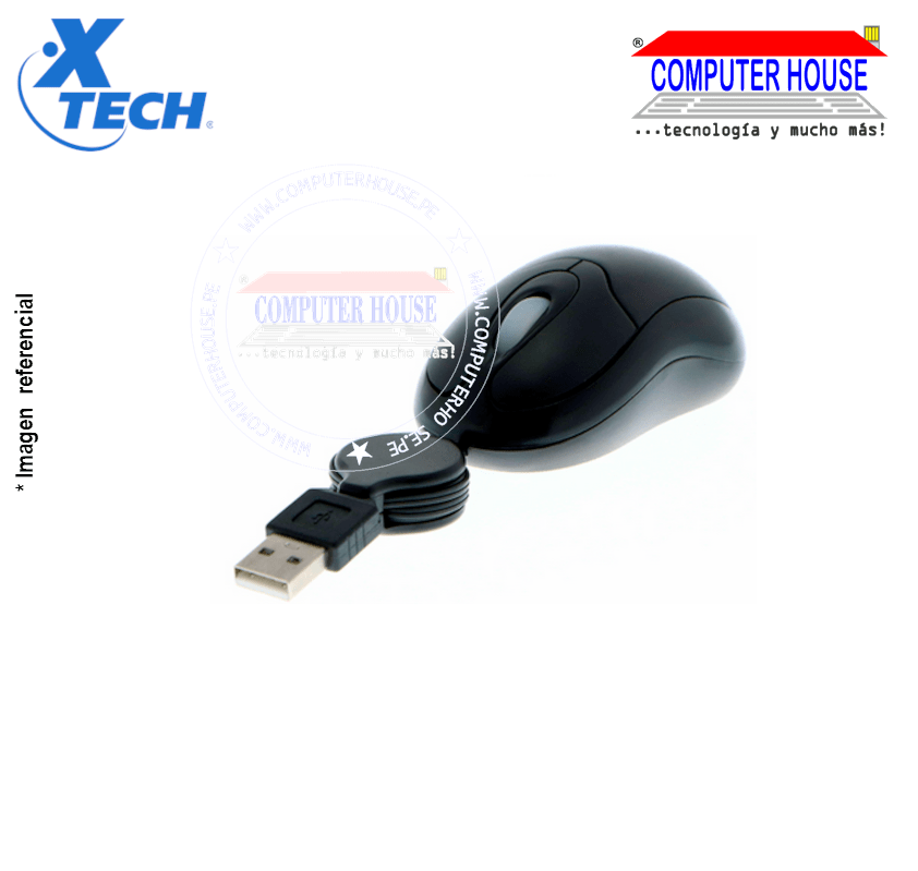 XTECH Mouse alámbrico Óptico XTM-150 con cable Retráctil conexión USB.