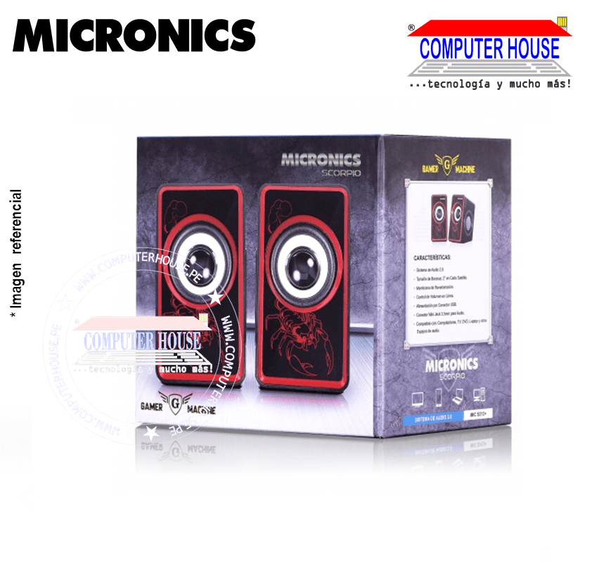 Parlantes 2.0 MICRONICS S312+ Scorpio, USB.