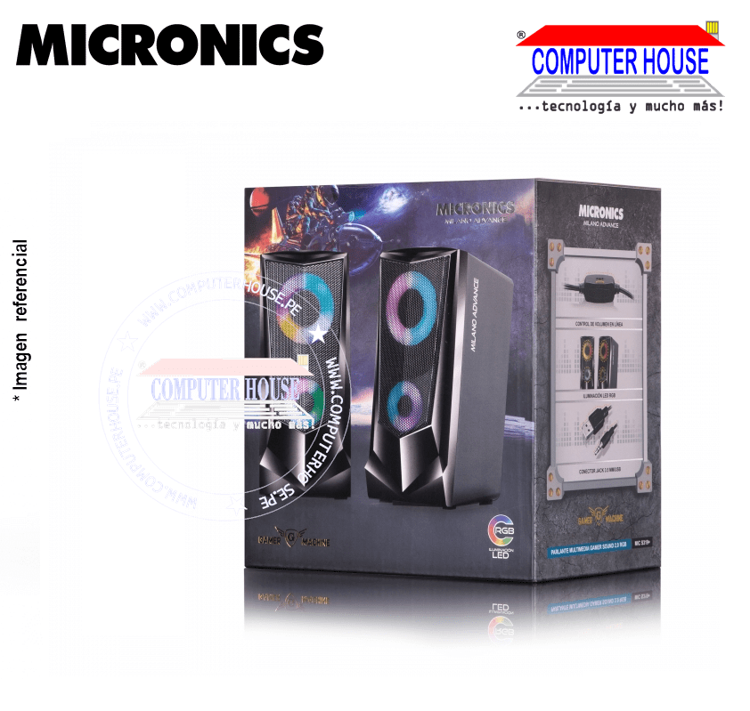 Parlantes 2.0 MICRONICS S319+ Milano Advance, LED RGB, 2.5"