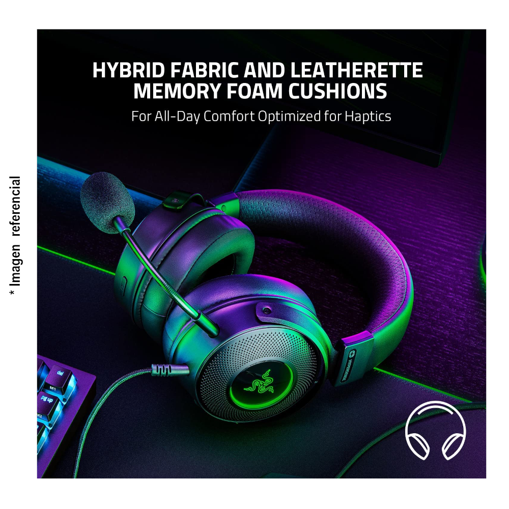 Audífono Gamer Alámbrico RAZER Kraken V3 X, USB, Hypersense black con micrófono.