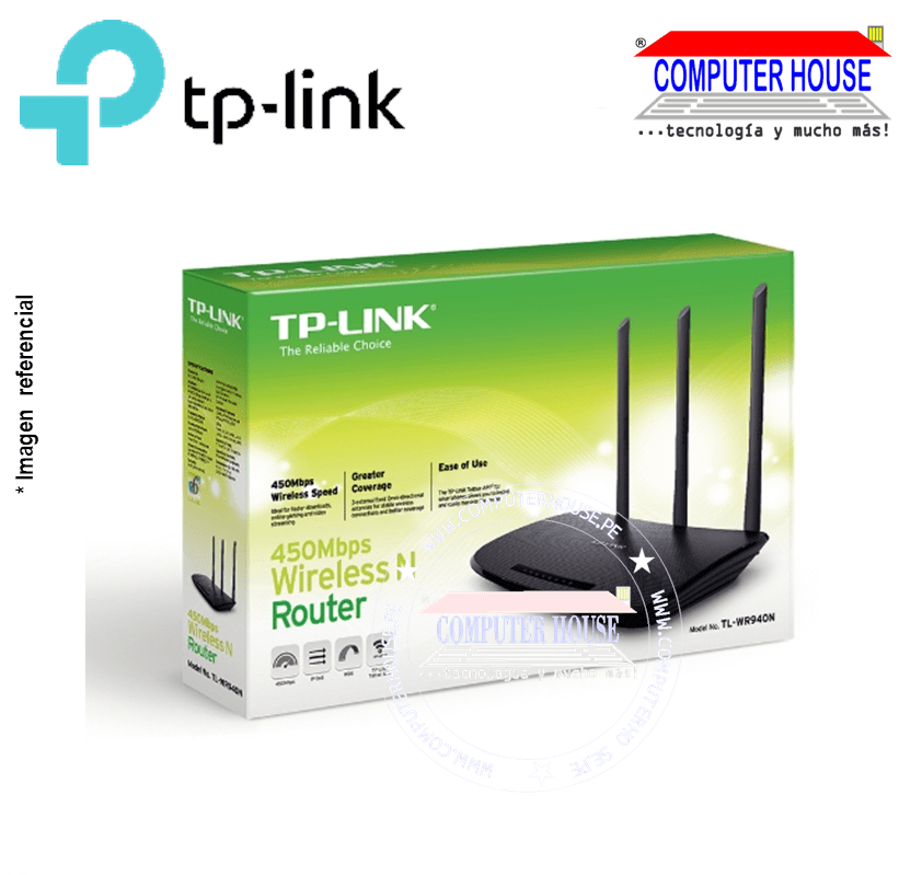 TP-LINK  Router Inalámbrico TL-WR940N, N 450Mbps