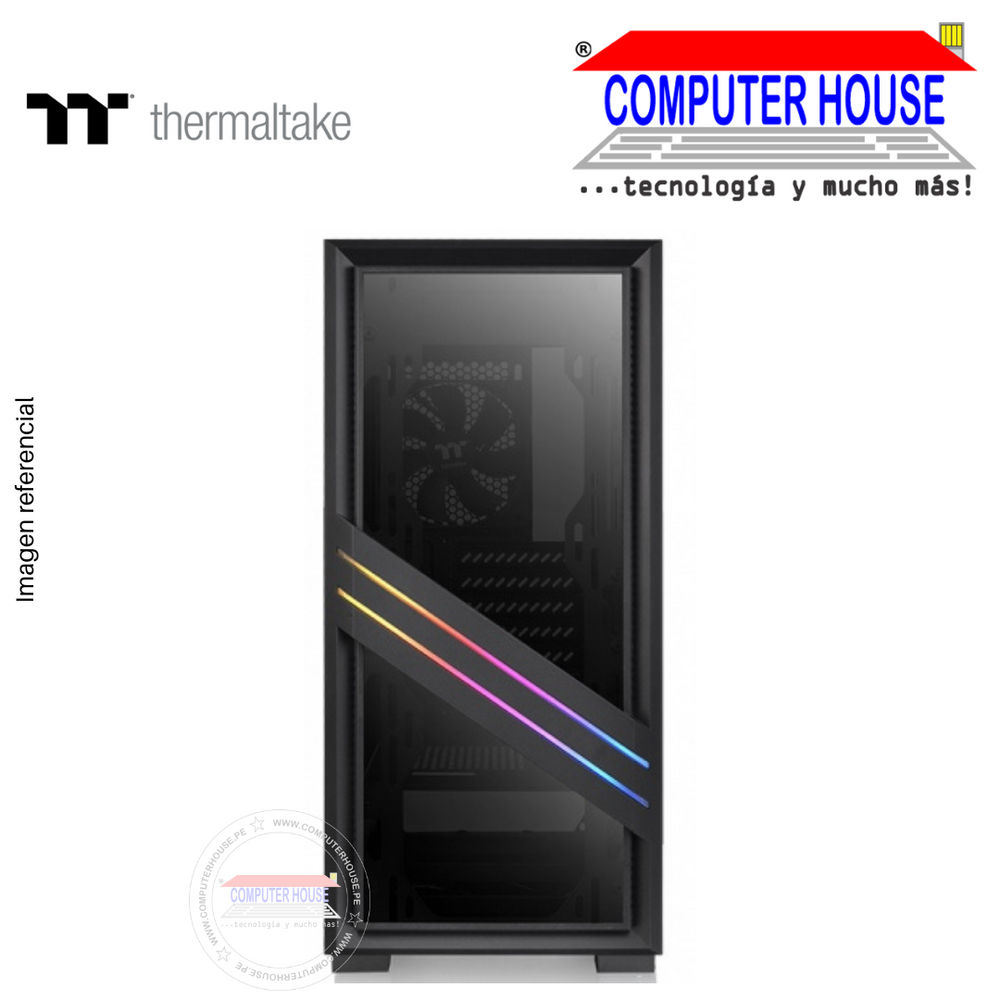 Case THERMALTAKE T35 VERSA TG, Black, Con fuente 600W, lateral trasparente, RGB.