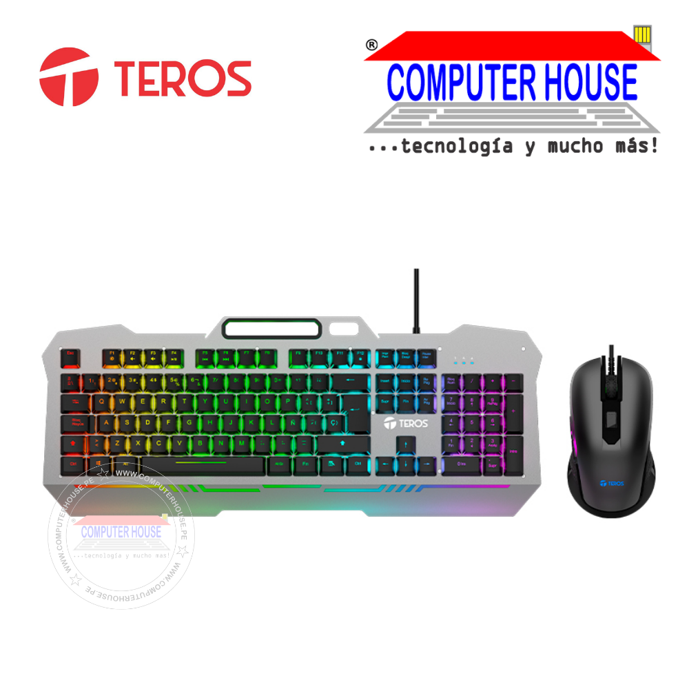 TEROS Kit Teclado Mouse TE-4144N Retro-Iluminado Óptico conexión USB.