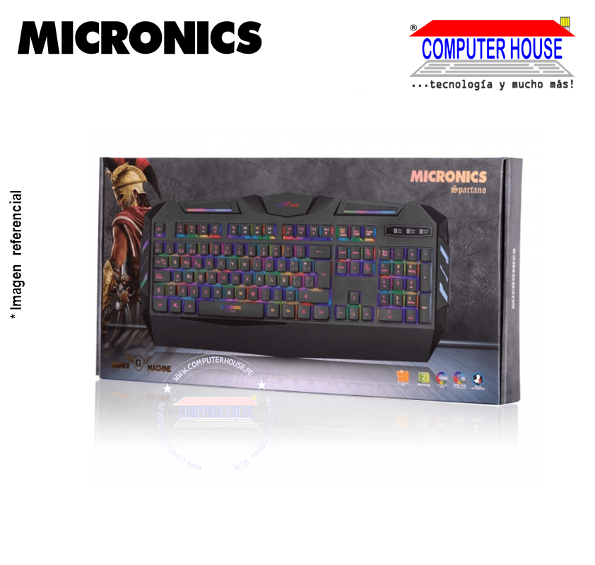 MICRONICS Teclado alámbrico gamer MIC K807 Spartano RGB conexión USB.