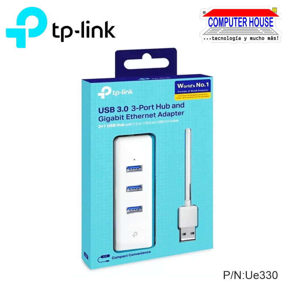 Adaptador de red TP-LINK UE330, ethernet gigabit 10/100/1000Mbps + 3 puertos USB 3.0 (TL-UE330)