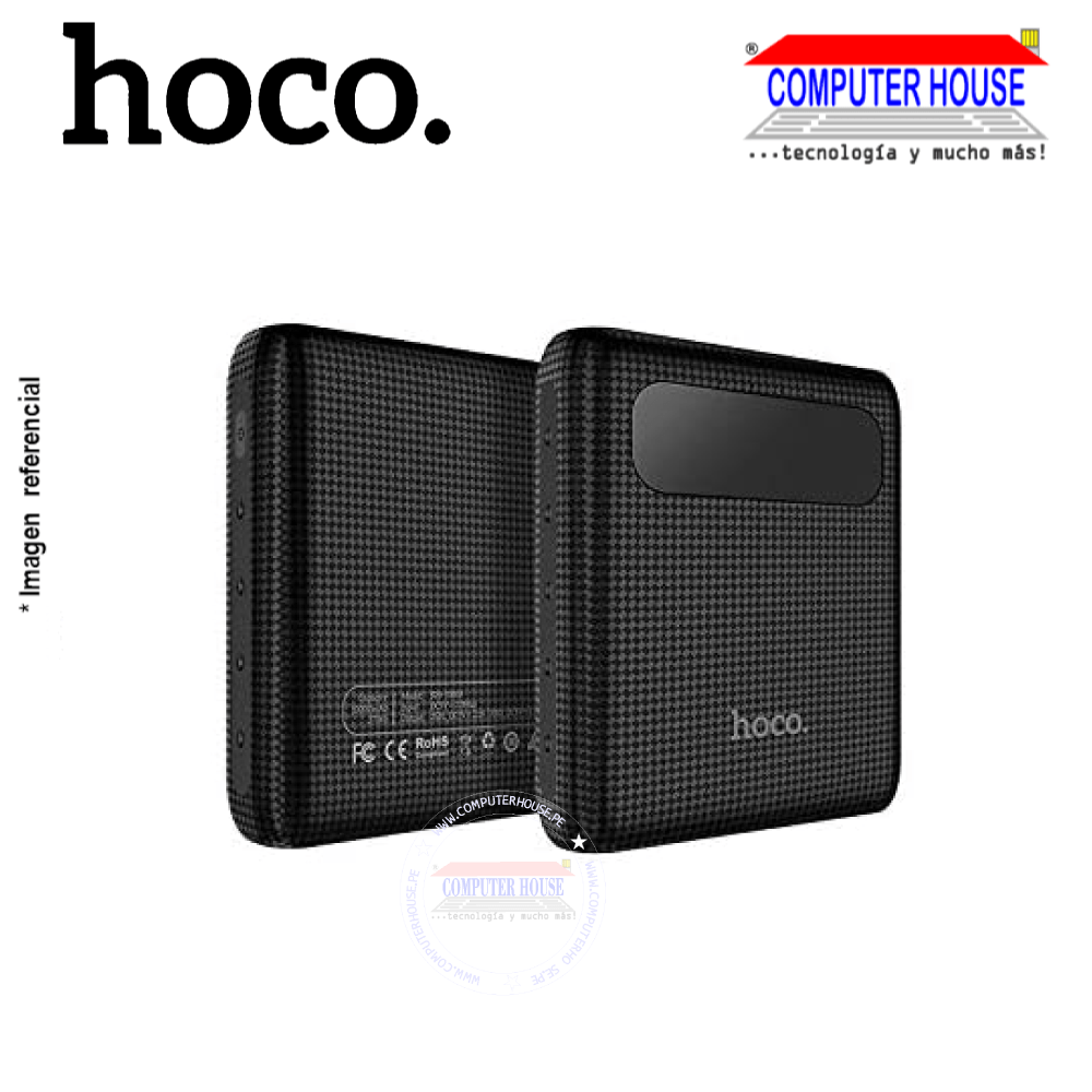 Power Bank HOCO B20 black con doble puerto USB (salida de 3,1 A y linterna LED de entrada de 2 A, 10000 mAh)