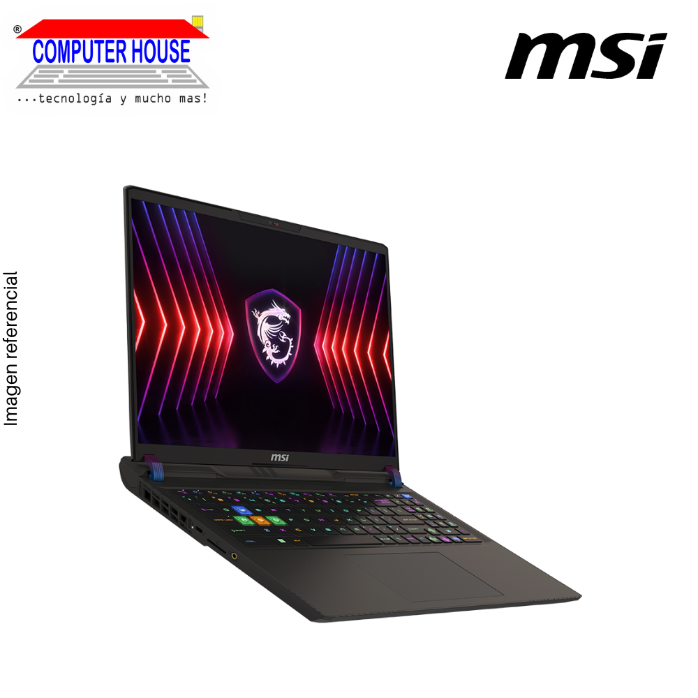 Laptop MSI Vector HXA14VHG, Core i9-14900HX, RAM 32GB DDR5, SSD 1TB, Video RTX4080 12GB, 16″ QHD 240Hz, Teclado en Inglés, Windows 11.