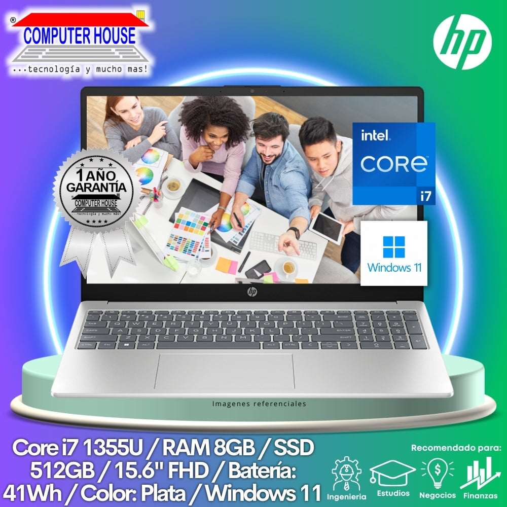Laptop HP 15-fd0008la, Core i7-1355U, RAM 8GB, SSD 512GB, 15.6