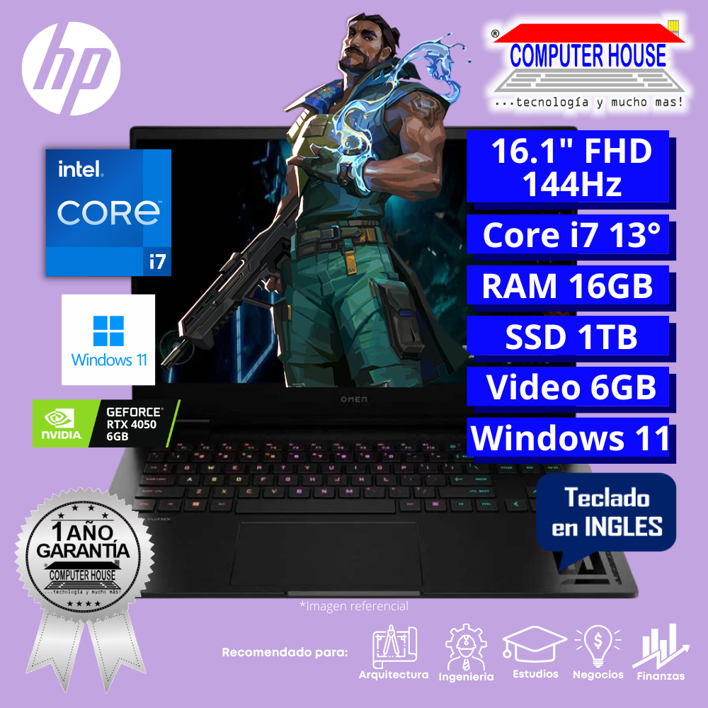 Laptop HP Victus 16, Core i7-13620H, RAM 16GB DDR5, SSD 1TB, 16.1