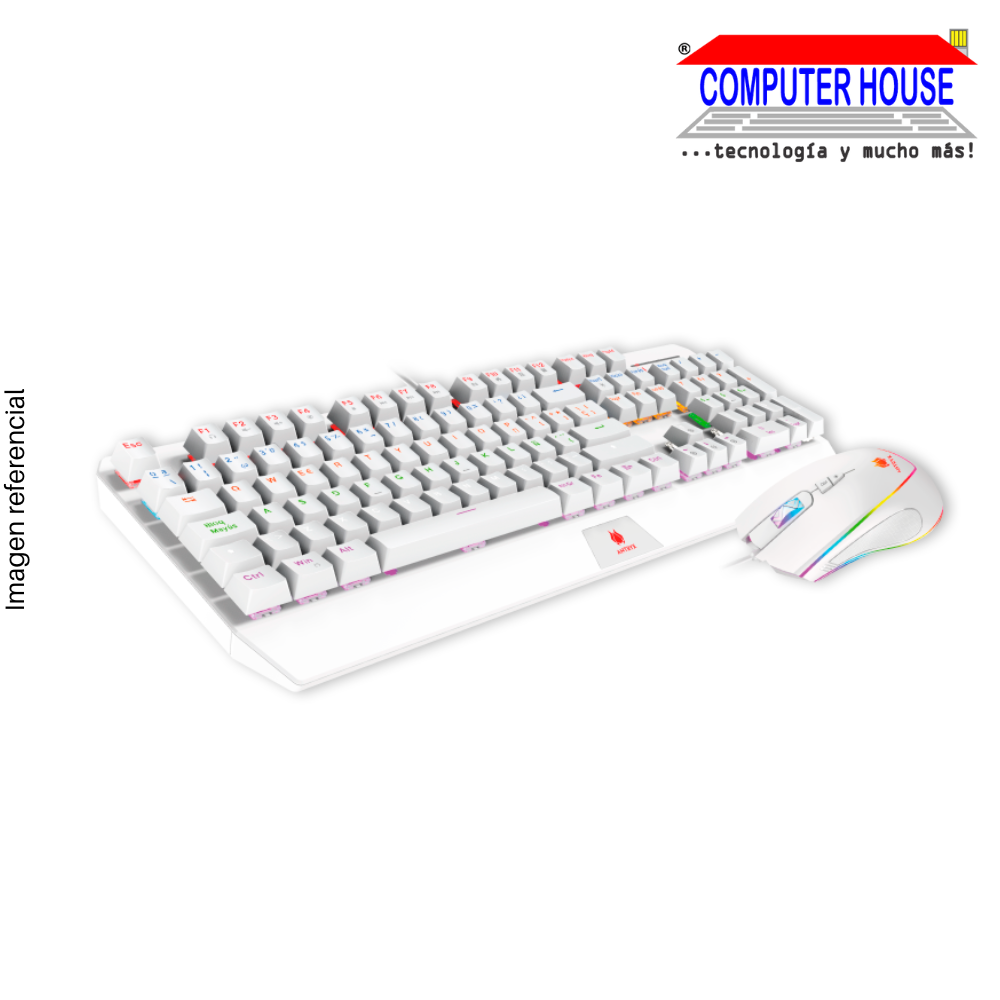 KIT GAMING  TECLADO MECANICO + MOUSE ANTRYX GC-5100 WHITE, RED SWITCH (AGC-5100WRE-SP)