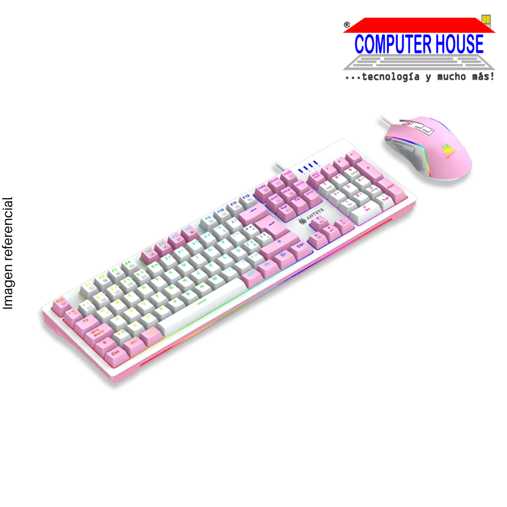 KIT GAMING TECLADO MECANICO + MOUSE ANTRYX GC-5400 PINK, BLUE SWITCH (AGC-5400PBL-SP)