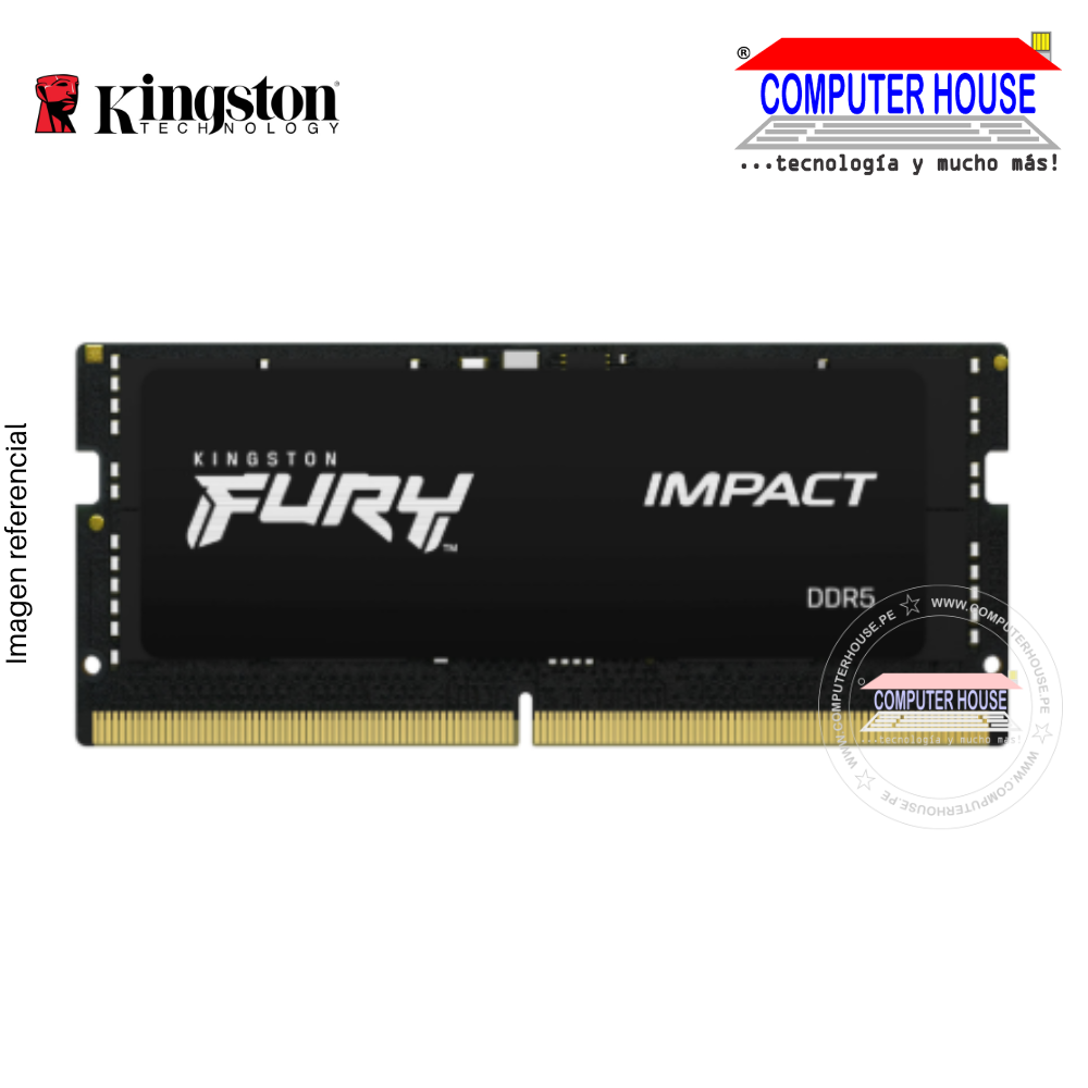 Memoria RAM DDR5 SODIMM KINGSTON 16GB, 4800Mhz, Fury Impact.