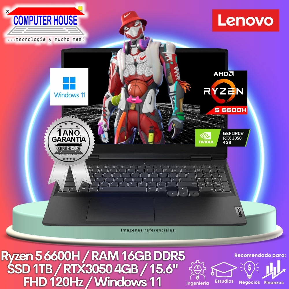 Laptop LENOVO IdeaPad Gaming, Ryzen 5-6600H, RAM 16GB DDR5, SSD 1TB, 15.6