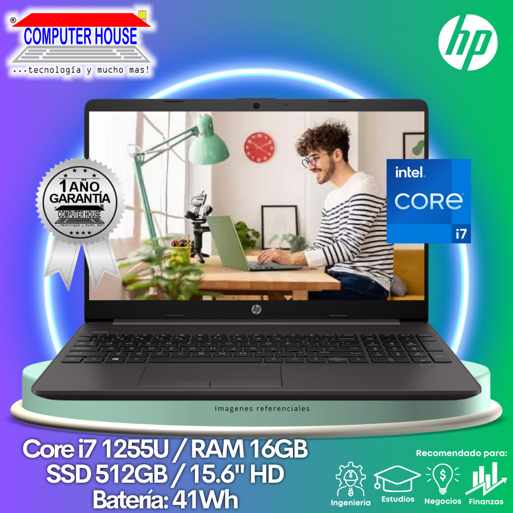 Laptop HP 250 G9, Core i7-1255U, RAM 16GB, SSD 512GB, 15.6″ HD, FreeDos.