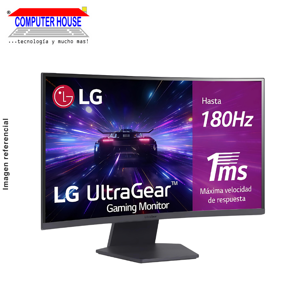 LG 27" UltraGear 27GS60QC-B Gamer Monitor, VA, 1MS, 180Hz, FHD (2560X1440), Curved (1000R) QHD, HDMIx2/DP/HP-OUT 