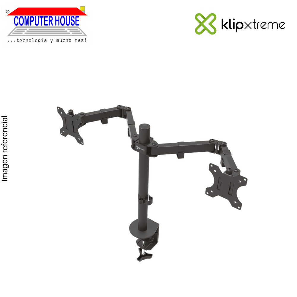 Rack para 2 Monitores Klip Xtreme KPM-310, Retráctil, Tamaños 13-32