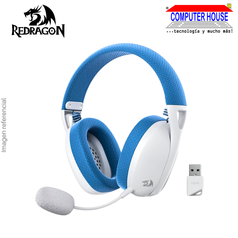 REDRAGON H848B Ire Wireless Headset, 7.1 Sound, Detachable Microphone, Bluetooth, Blue.