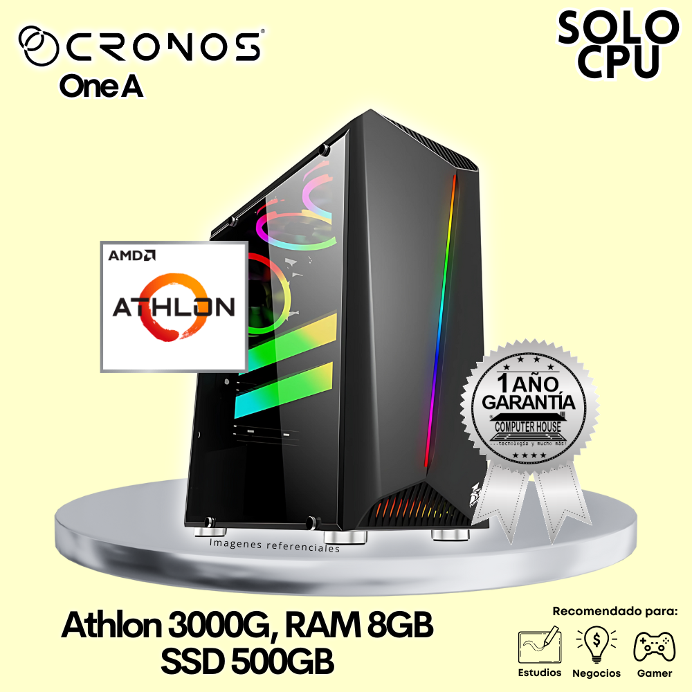 Solo CPU: Look Gamer CRONOS One A, RAM 8GB, SSD 500GB.