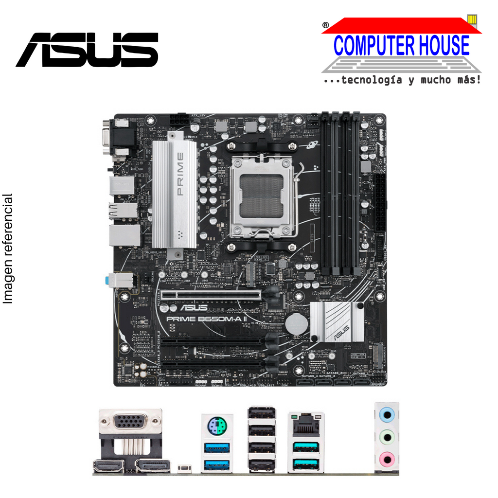 ASUS PRIME B650M-A II motherboard, AMD B650 chipset, AM5 socket. Supports AMD Ryzen 7000, 8000, and 9000 Series processors. 