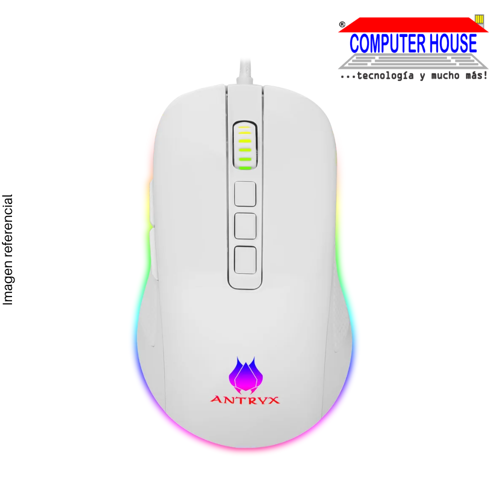 MOUSE GAMING ANTRYX CHROME STORM KURTANA WHITE DPI 12400, RGB (AGM-6200W)