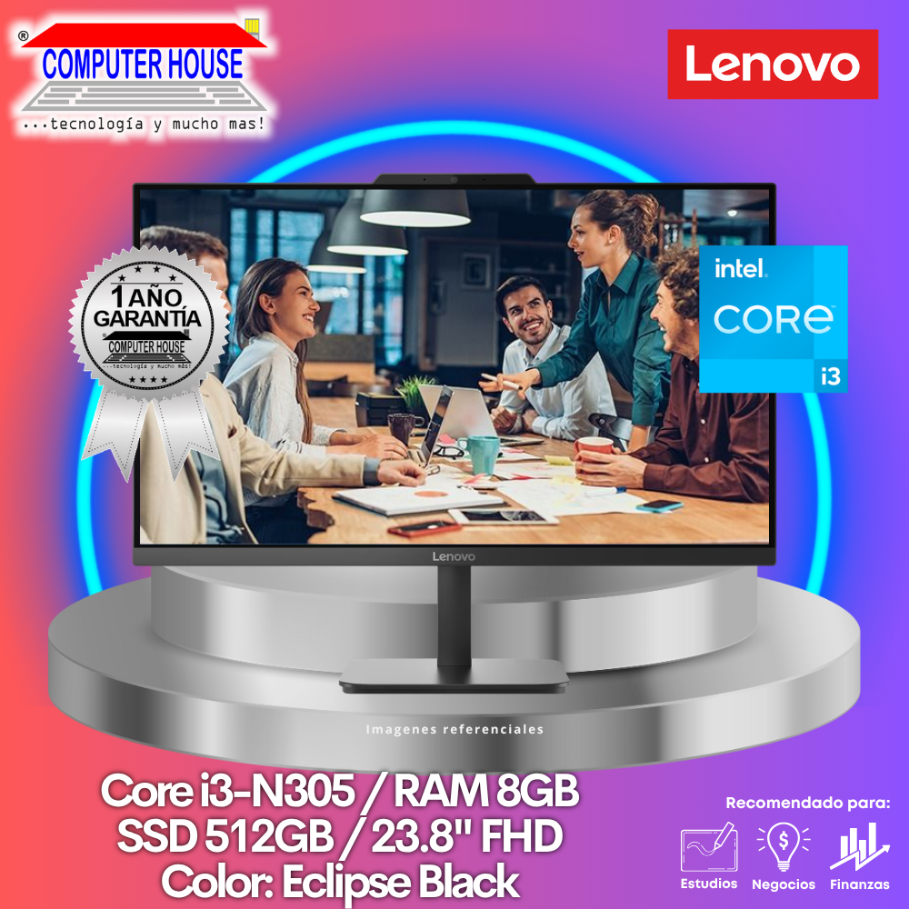 All in One LENOVO V100 , Core i3-N305, RAM 8GB, SSD 512GB, 23.8" FHD, FreeDos.
