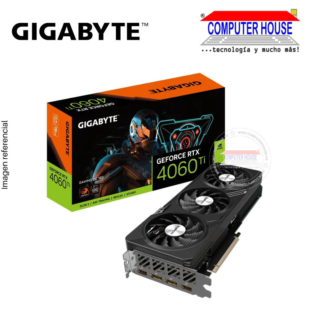 Tarjeta de video GIGABYTE RTX4060Ti 16GB, GAMING OC, GDDR6, 2xDisplay/2xHDMI.