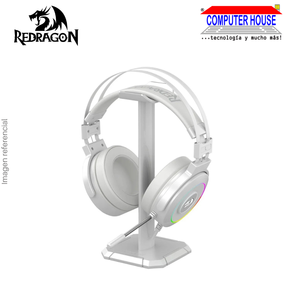 REDRAGON H320W Lamia Wired Headset, 7.1 Sound, Includes Stand, RGB, White.