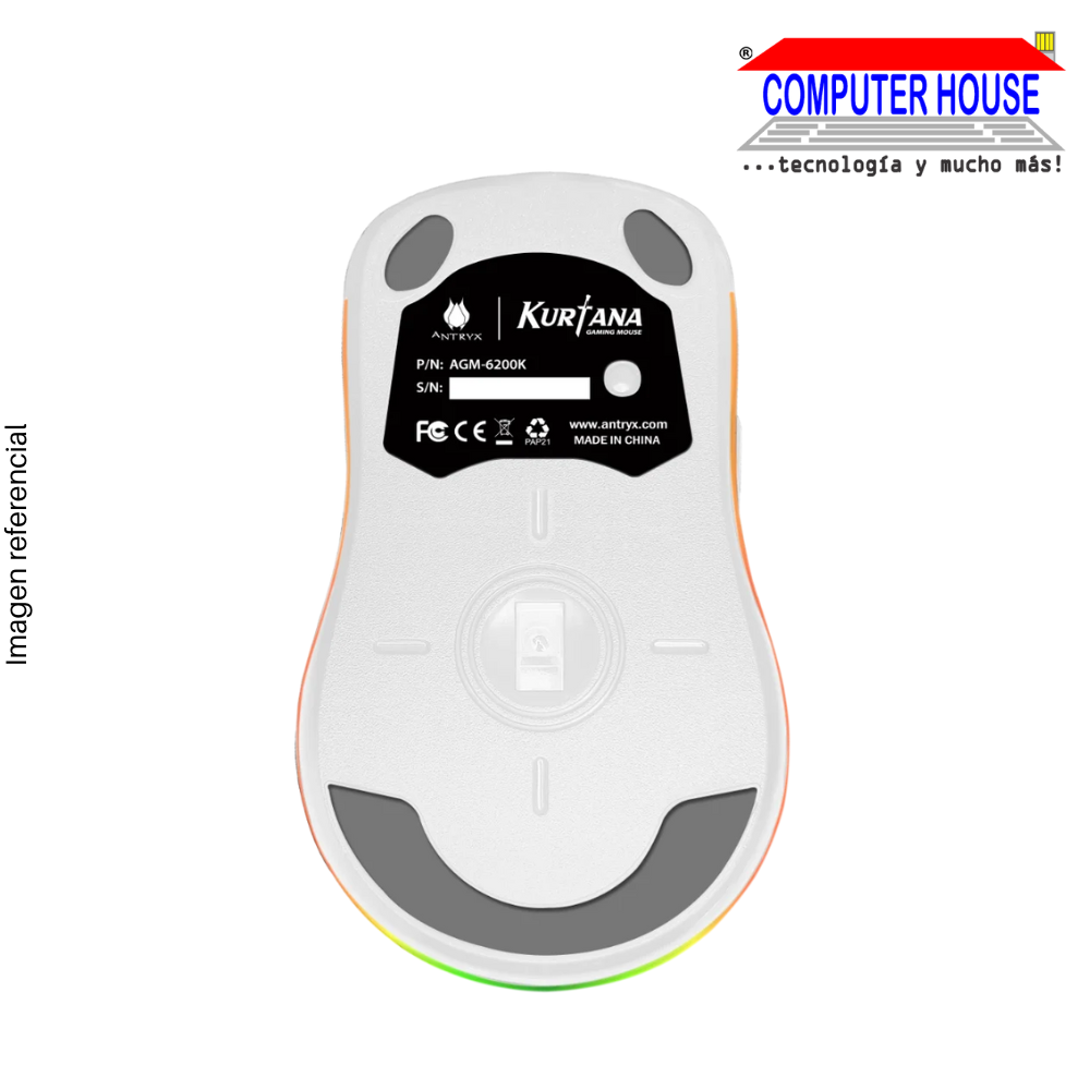 GAMING MOUSE ANTRYX CHROME STORM KURTANA WHITE DPI 12400, RGB (AGM-6200W) 