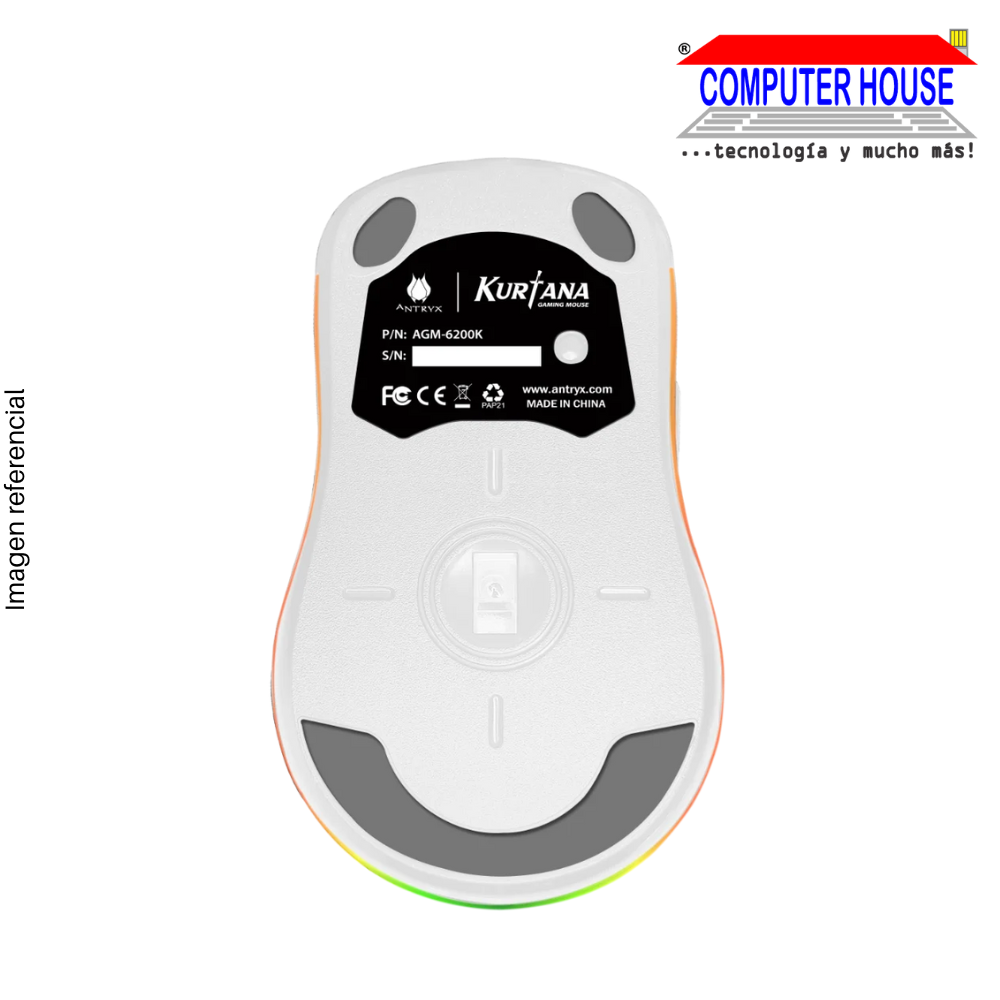 MOUSE GAMING ANTRYX CHROME STORM KURTANA WHITE DPI 12400, RGB (AGM-6200W)