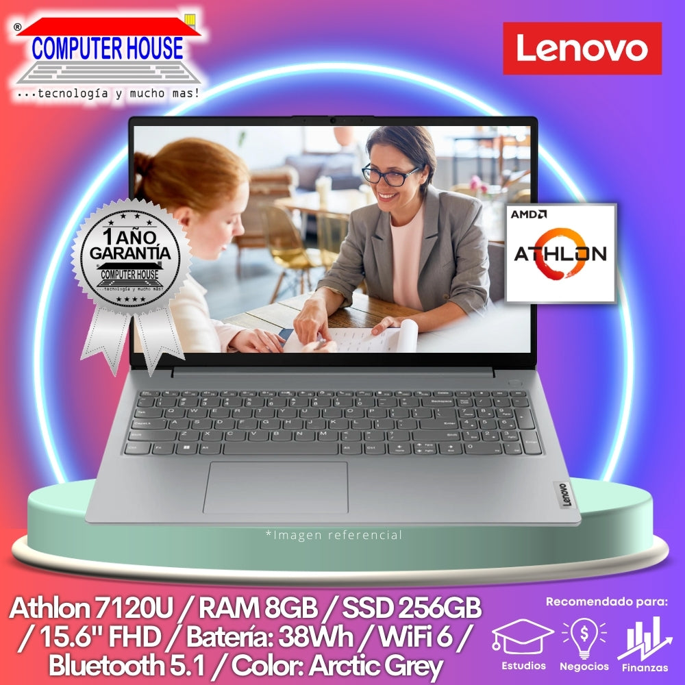 Laptop LENOVO V15, Athlon 7120U, RAM 8GB DDR5, SSD 256GB, 15.6″ FHD, FreeDos.