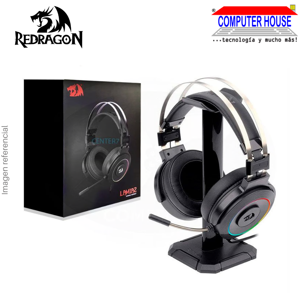 REDRAGON H320 Lamia Wired Headset, 7.1 Sound, Includes Stand, RGB, Black.