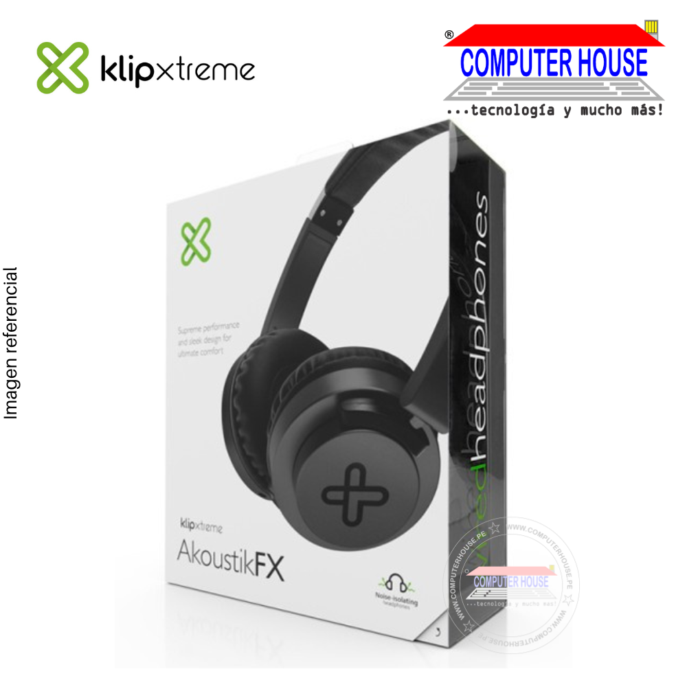KLIP XTREME AKOUSTIKFX earphones, with microphone, cable connection, volume control, soft black ear cushions