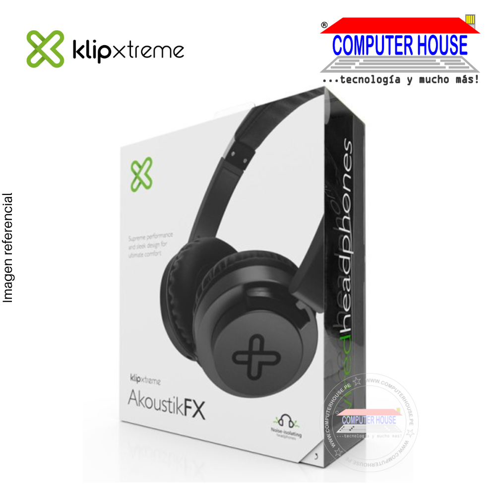 Auricular KLIP XTREME AKOUSTIKFX, con microfono, conexion  cable, control de volumen, almohadillas suaves color negro